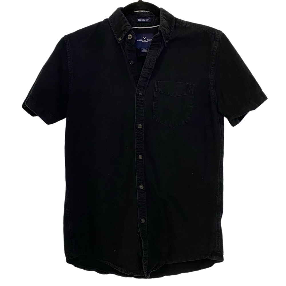 American Eagle Black Button Down Short Sleeve Shirt Size XS